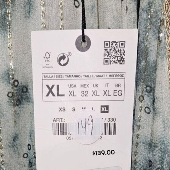 ZARA Women's A-Line Tie Dye Gold Thread Sleeveless Mini Dress. SIZE XL - Picture 14 of 16